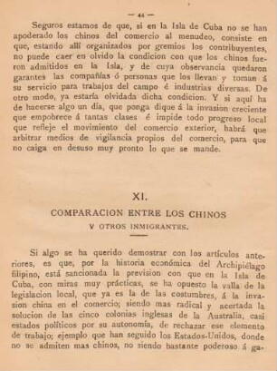 XI. Comparacion entre los chinos y otros inmigrantes
