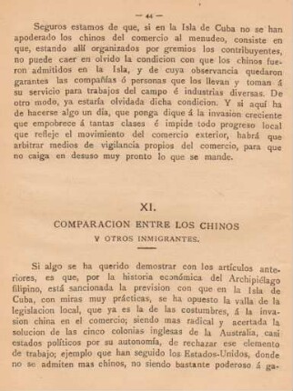 XI. Comparacion entre los chinos y otros inmigrantes