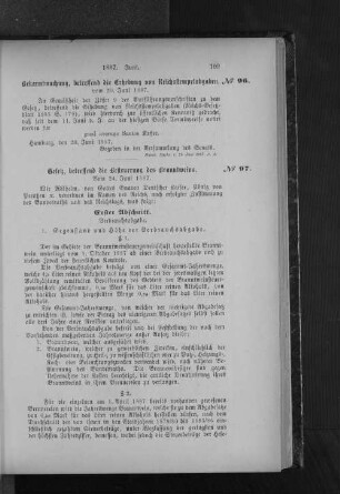 No. 97. Gesetz, betreffend die Besteuerung des Branntweins.