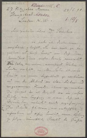 Brief an B. Schott's Söhne : 24.06.1898