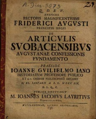 De articulis suobacensibus augustanae confessionis fundamento