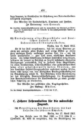 Vereidigung der Kandidaten für das Lehramt an höheren Schulen : [C. Höhere Lehranstalten für die männliche Jugend]