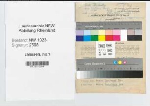 Entnazifizierung Karl Janssen , geb. 08.03.1900 (Metzgermeister)