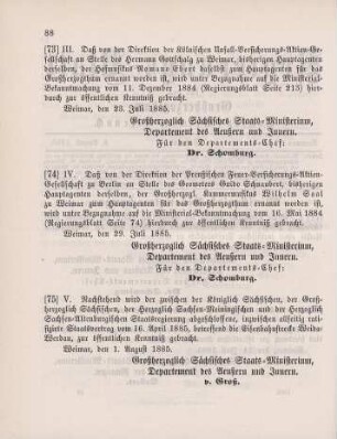 75. Ministerial-Bekanntmachung, betreffend den Staatsvertrag über die Eisenbahnstrecke Weida - Werdau