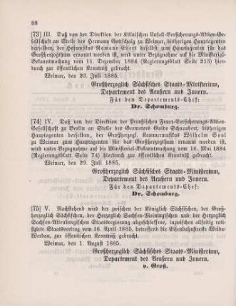 75. Ministerial-Bekanntmachung, betreffend den Staatsvertrag über die Eisenbahnstrecke Weida - Werdau