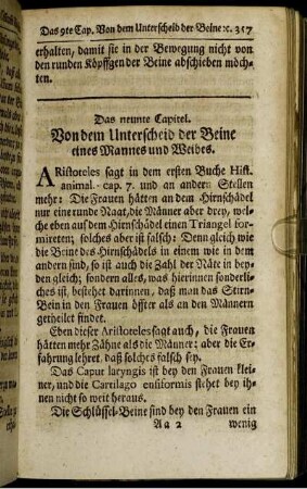 Das neunte Capitel. Von dem Unterscheid der Beine eines Mannes und Weibes.
