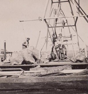 Elbe, Arbeit mit der Steinhebe auf der Elbe