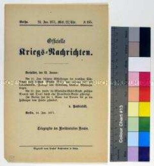 Kriegsdepesche des Norddeutschen Bundes über die Kriegsereignisse vom 21.-22.11.1871