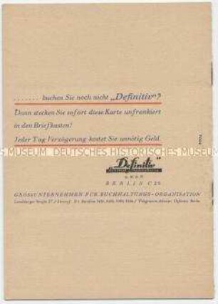 "Definitiv"-Buchhaltung (Werbepost)