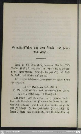 Dampfschifffahrt auf dem Rhein und seinen Nebenflüssen