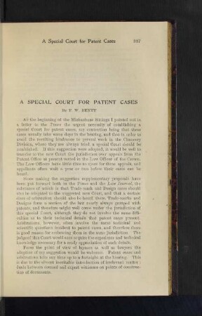 A Special Court for Patent Cases
