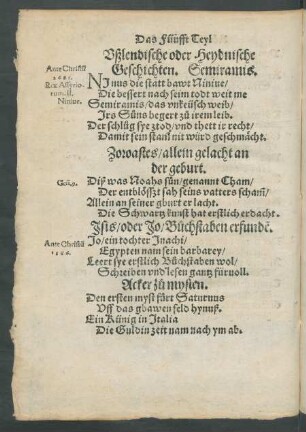 Das Fünfft Teyl Ußlendische oder Heydnische Geschichten.