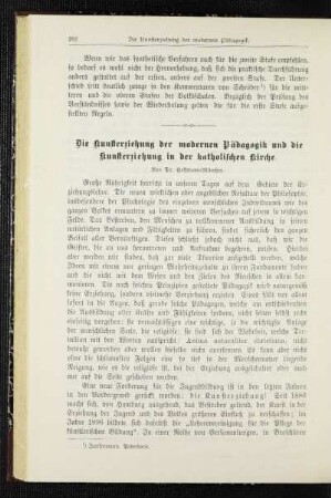 ¬Die¬ Kunsterziehung der modernen Pädagogik und die Kunsterziehung in der katholischen Kirche