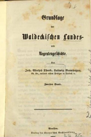 Grundlage der Waldeckischen Landes- und Regentengeschichte. 2. (1853)