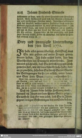 Drey und zwanzigste Unterredung, den 7ten April 1772