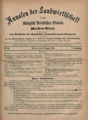No. 34. Berlin, den 23. August 1865. V. Jahrgang.