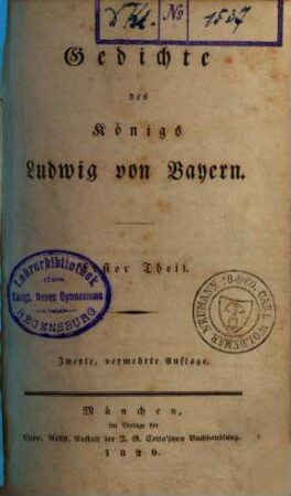 Gedichte des Königs Ludwig von Bayern, 1
