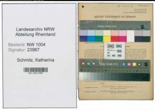 Entnazifizierung Katharina Schmitz , geb. 25.01.1902 (Kaufmann)