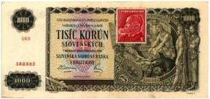 Geldschein, 1.000 Koruna, 1945