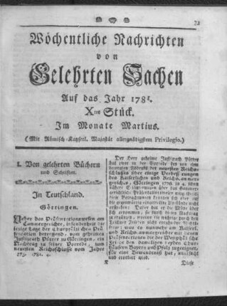 Xtes Stück. Im Monate Martius.
