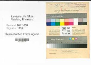 Entnazifizierung Emma Agathe Diessenbacher , geb. 10.11.1900 (Postbeamtin)