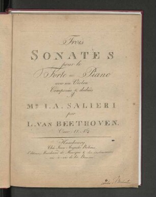 No. 2: Trois Sonates pour le forte-piano avec un violon : uv: 12