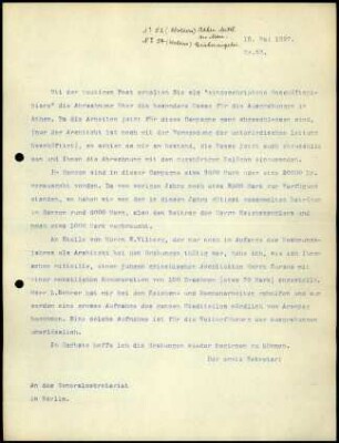 Bericht des ersten Sekretars an das General-Sekretariat