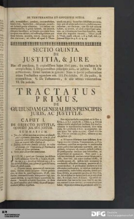 Tractatus Primus, De Quibusdam Generalibus Principiis Juris, Ac Justitiæ.
