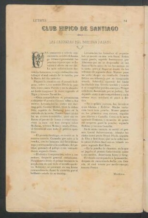 Club hípico de Santiago : Las carreras del domingo pasado
