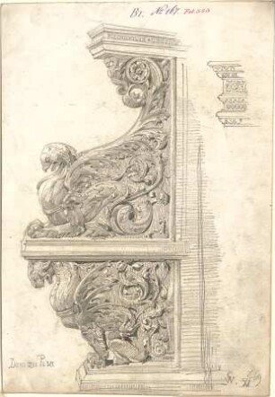 Walther, Conradin; Deutschland; Italien; Reisezeichnungen - Konsole im Dom zu Pisa (Perspektive, Detail)