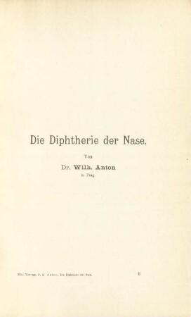 Die Diphtherie der Nase