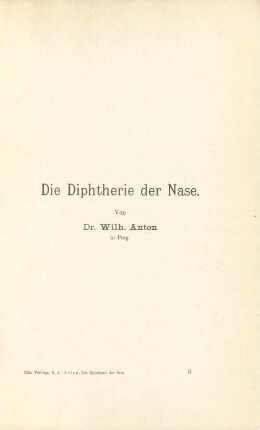 Die Diphtherie der Nase