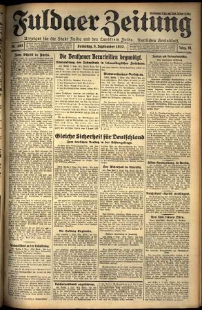 Ausgabe vom Samstag, den 03. September 1932.