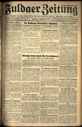 Ausgabe vom Samstag, den 03. September 1932.