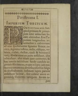 Peristroma I. Imperium Turcicum.