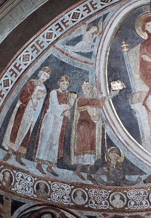 Thronende Muttergottes, umgeben von Heiligen