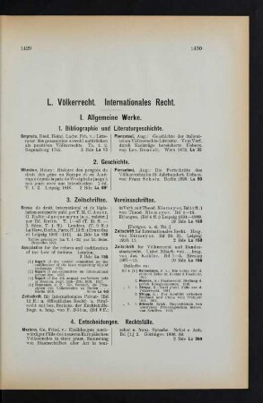 L. Völkerrecht. Internationales Recht.