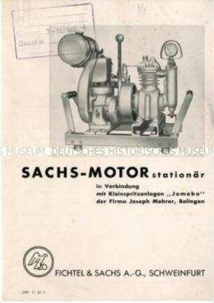 Stationärer Sachs-Motor für Kleinspritzanlagen