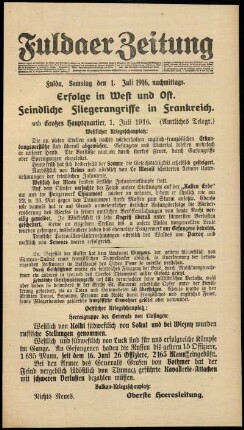 Ausgabe vom Samstag, den 01. Juli 1916.
