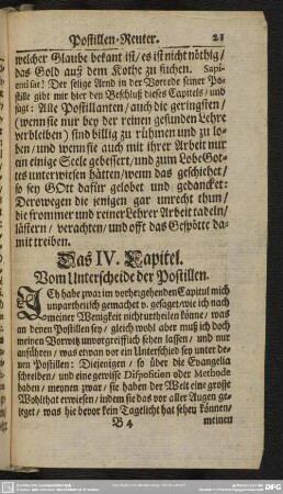 Das IV. Capitel. Vom Unterscheide der Postillen