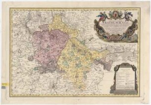 Karte vom Fürstentum Breslau, 1:120 000, Kupferstich, 1736