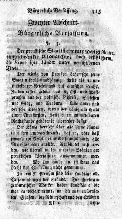 Zweyter Abschnitt. Buergerliche Verfassung