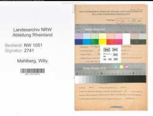 Entnazifizierung Willy Mahlberg , geb. 11.08.1901 (Angestellter)