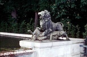 Kampf zwischen Löwe und Wolf
