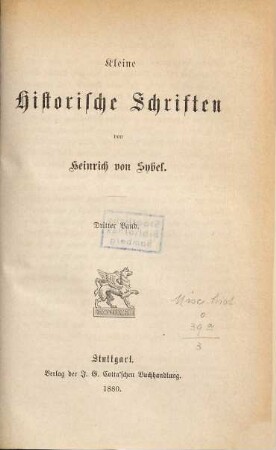 Kleine historische Schriften, 3