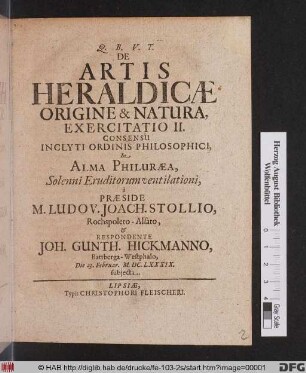 De Artis Heraldicae Origine & Natura, Exercitatio II.