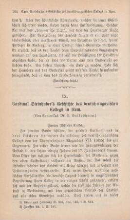124-139 Cardinal Steinhuber's Geschichte des deutsch-ungarischen Collegs in Rom : II.