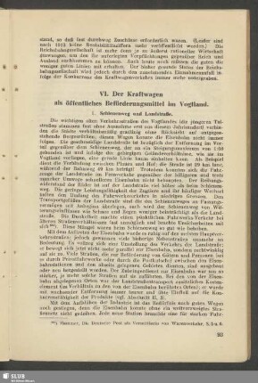 VI. Der Kraftwagen als öffentliches Beförderungsmittel im Vogtland