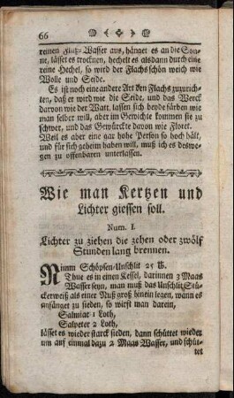 Wie man Kertzen und Lichter giessen soll.