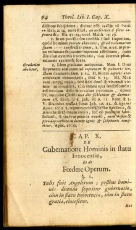 Cap. X. De Gubernatione Hominis in statu Innocentiae, Et de Foedere Operum.